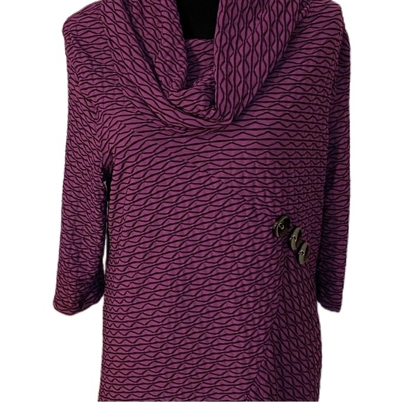 💜THOMAS & OLIVIA PURPLE BLACK WEAVE COWL NECK ASYMMETRICAL TUNIC💜 - Picture 2 of 3
